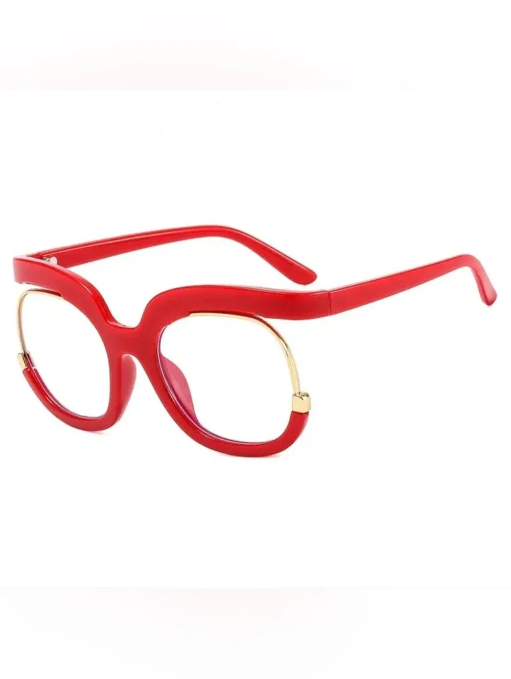 NEW Red Oversize Round Fashion Glasses